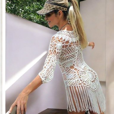 KIMONO CHOCHET IMPORTADO CORTO COLOR BLANCO - 2