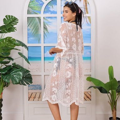 KIMONO MAXI MUJER YOMAR BLANCO NAWAL RAQUEL - 4