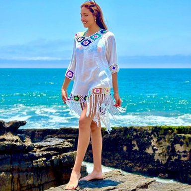 KIMONO MAXI MUJER YOMAR BLANCO ANA FUNKE - 2