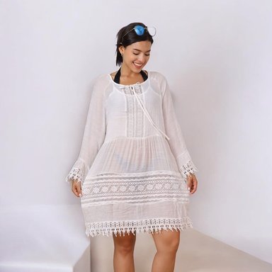 KIMONO MAXI MUJER YOMAR BLANCO MARCELA LAGARDE - 1