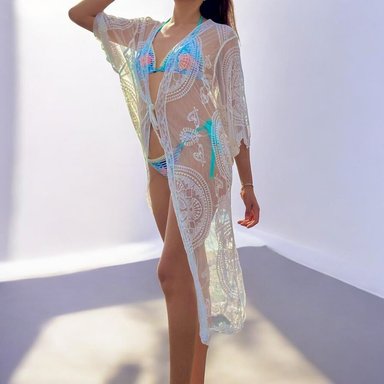 KIMONO MAXI MUJER YOMAR BLANCO ELISABETH CHAPLIN - 1