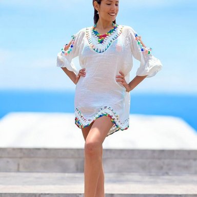 KIMONO MAXI MUJER YOMAR BLANCO SIRANI - 1