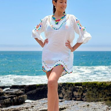 KIMONO MAXI MUJER YOMAR BLANCO SIRANI - 2