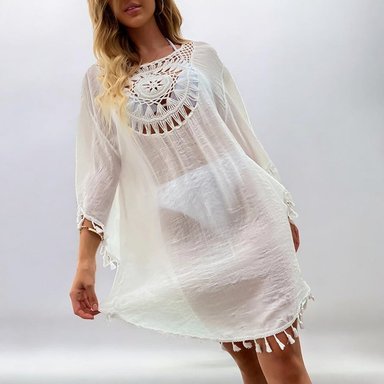 KIMONO MAXI MUJER YOMAR BLANCO GAZA IMPORTADA MUERCIELAGO - 1