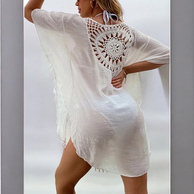 KIMONO MAXI MUJER YOMAR BLANCO GAZA IMPORTADA MUERCIELAGO - 3