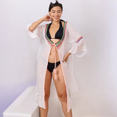 KIMONO MAXI MUJER YOMAR BLANCO ROXANE GAY - 1