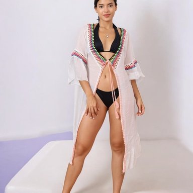 KIMONO MAXI MUJER YOMAR BLANCO ROXANE GAY - 4