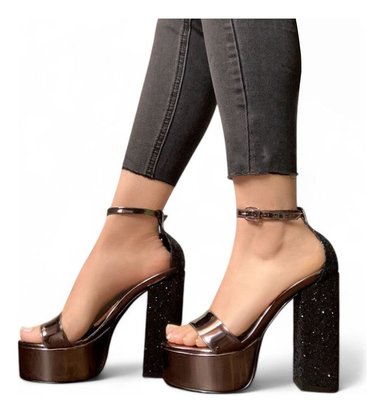 SANDALIAS MUJER DORADO ESCARCHA TACO 12 2086L-75 QUEMADO - 2