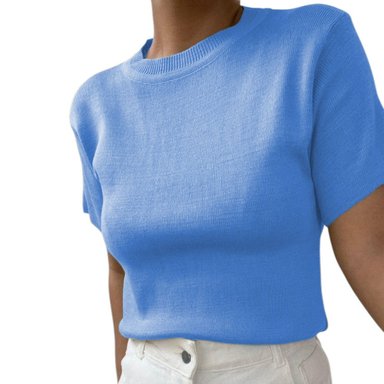 POLO MANGA 3/5 HILO MUJER CELESTE 359G-18