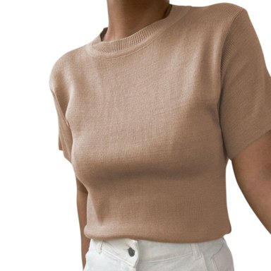 POLO MANGA 3/5 HILO MUJER BEIGE 359G-18