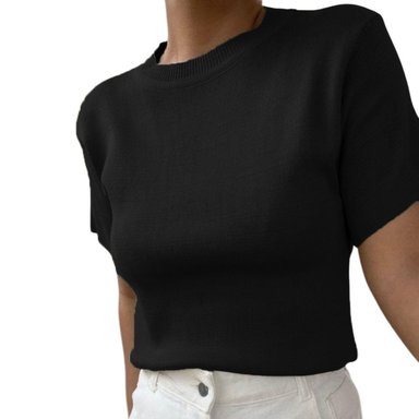 POLO MANGA 3/5 HILO MUJER NEGRO 359G-18