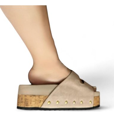 SANDALIA MUJER PLATAFORMA 7 BROCHES 2086L-52 COLOR BEIGE - 4