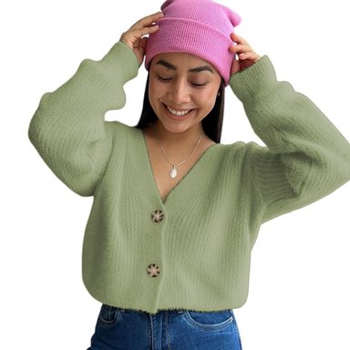 CHOMPA MUJER MLARGA BOTONES MODA 359G-25 COLOR OLIVO