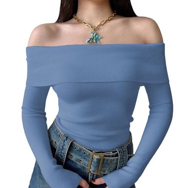 POLO MUJER RUMBERA MANGA LARGA RIB GRUESO NEW 710-16 COLOR CELESTE