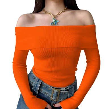 POLO MUJER RUMBERA MANGA LARGA RIB GRUESO NEW 710-16 COLOR NARANJA