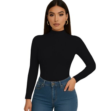 POLO MUJER CAFARENA MANGA LARGA RIB GRUESO TIC-13 COLOR NEGRO