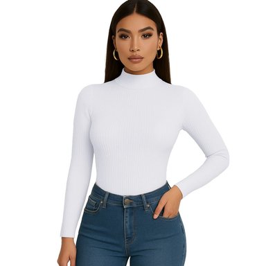 POLO MUJER CAFARENA MANGA LARGA RIB GRUESO TIC-13 COLOR BLANCO