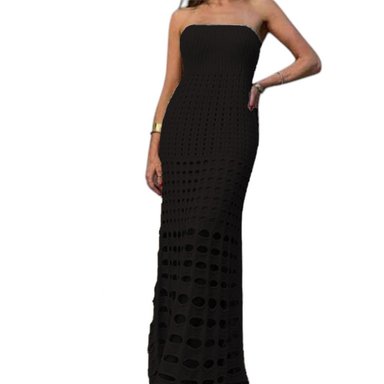 VESTIDO MUJER HILO MAXI BOMBAS G359-35 COLOR NEGRO - 1