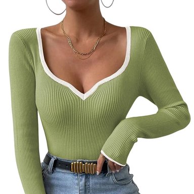 POLO MUJER CUELLO CORAZON MANGA 373G MEG-22 COLOR OLIVO