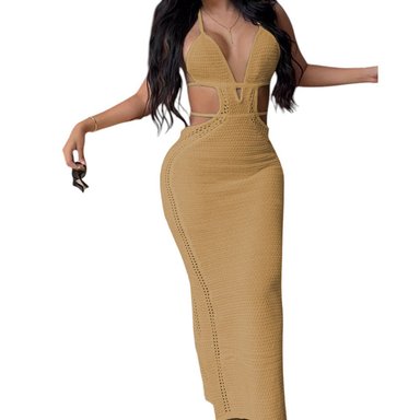 VESTIDO LUZ DE ESTILO MUJER TEJIDO ALPINO G459-27 COLOR BEIGE - 1