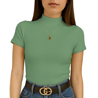 POLO MUJER CAFARENA MANGA CORTA SAB 801-12 RIB GRUESO COLOR VERDE