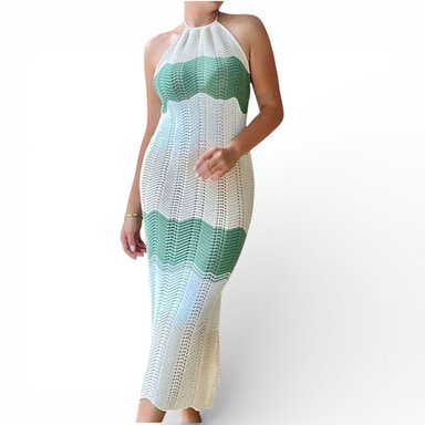 VESTIDO HILO OLAS 359-28 COLOR VERDE - 1