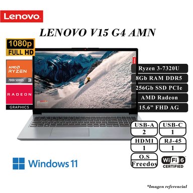 LAPTOP LENOVO V15 G4 AMN AMD RYZEN 3 -7320U 8GB DDR5 256GB SSD AMD RADEON GRAPHICS 15.6 FHD ARTIC GREY