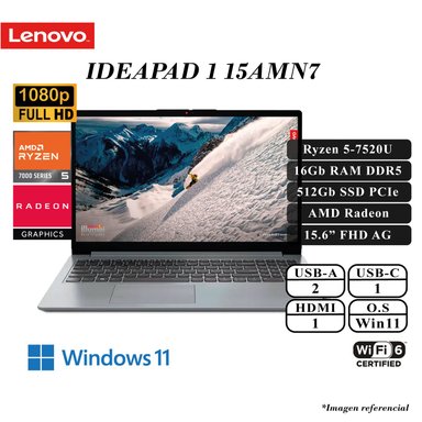 LAPTOP LENOVO V15 G4 AMN AMD RYZEN 5-7520U 16GB DDR5 512GB SSD AMD RADEON GRAPHICS 15.6 FHD ARTIC GREY FD
