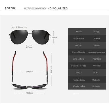 LENTES DE SOL PROTECCIÓN UV AORON PILOT- POLARIZADOS UV400 - 5