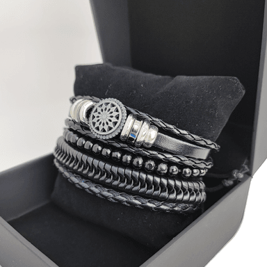 PULSERA CUERO HOMBRES FLOR - 6