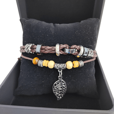 PULSERA CUERO HOMBRES MARRÓN HOJA - 6