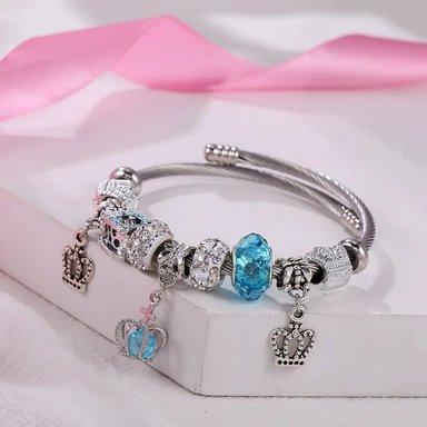 PULSERA CUERO MUJER CORONA