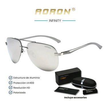 LENTES SOL UV400 AORON INFINITY POLARIZADOS PLATA