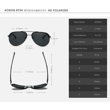 LENTES SOL UV400 AORON INFINITY POLARIZADOS PLATA - 6
