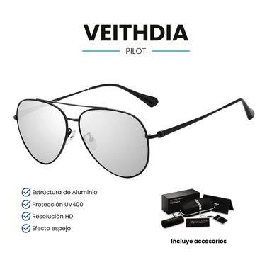 LENTES SOL UV400 VEITHDIA PILOT POLARIZADOS PLATA