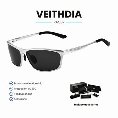 LENTES SOL UV400 VEITHDIA RACER POLARIZADOS PLATA