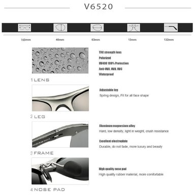 LENTES SOL UV400 VEITHDIA RACER POLARIZADOS PLATA - 6