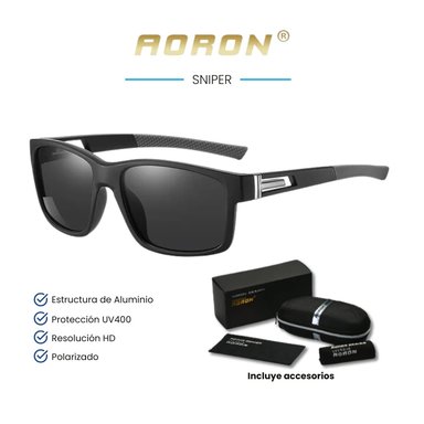 LENTES DE SOL AORON - SNIPER - POLARIZADOS UV400 - NEGRO