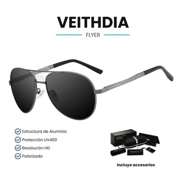 LENTES SOL UV400 VEITHDIA FLYER POLARIZADOS GRIS