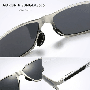 LENTES SOL UV400 AORON SPORT POLARIZADOS PLATEADO - 6