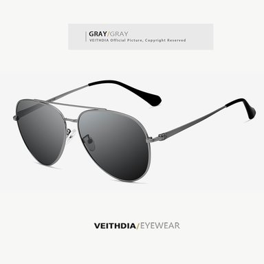 LENTES SOL UV400 VEITHDIA PILOT POLARIZADOS GRIS - 2