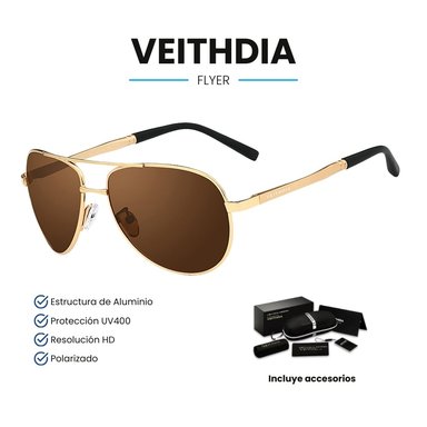 LENTES SOL UV400 VEITHDIA FLYER POLARIZADOS DORADO