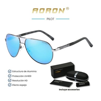 LENTES SOL UV400 AORON PILOT- POLARIZADOS CELESTE