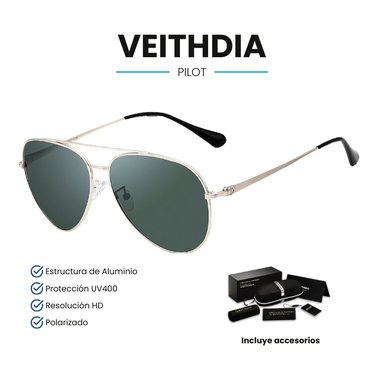 LENTES SOL UV400 VEITHDIA PILOT POLARIZADOS VERDE