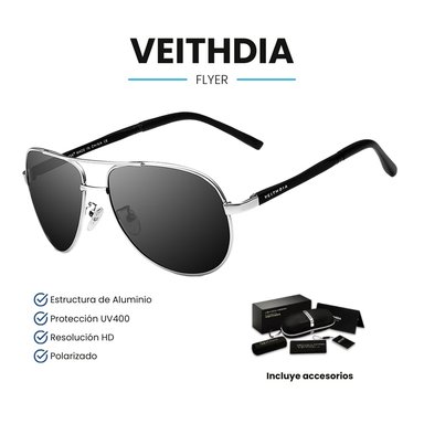 LENTES SOL UV400 VEITHDIA FLYER POLARIZADOS PLATA
