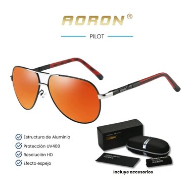 LENTES SOL UV400 AORON PILOT- POLARIZADOS NARANJA