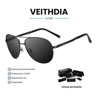 LENTES SOL UV400 VEITHDIA FLYER POLARIZADOS NEGRO