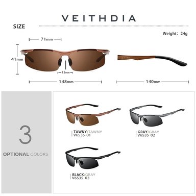 LENTES SOL UV400 VEITHDIA SNIPER POLARIZADOS MARRÓN - 6
