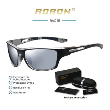 LENTES SOL UV400 AORON RACER- POLARIZADOS PLATA