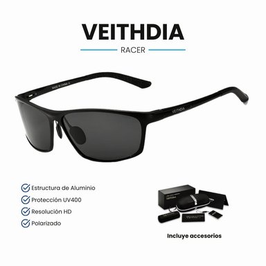 LENTES SOL UV400 VEITHDIA RACER POLARIZADOS NEGRO
